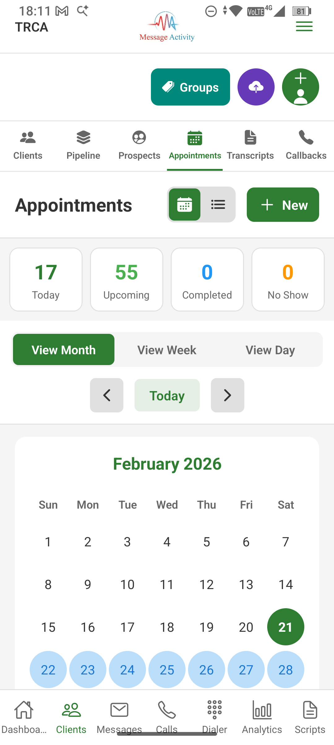 Miadi ya MessageActivity